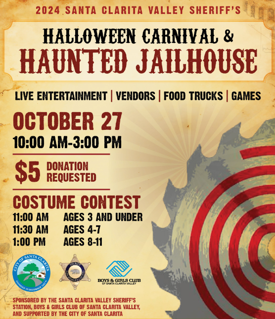 Flyer advertising the Halloween Carnival and Haunted Jail House