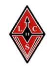diamond shaped logo. Black boarder, red trangle shapes inside the diamond. Letters L C S are in side. Black diamond shape with an arrow pointing up is in the center of the logo.